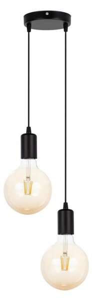 Luster na lanku MIROS 2xE27/60W/230V guľatý čierna
