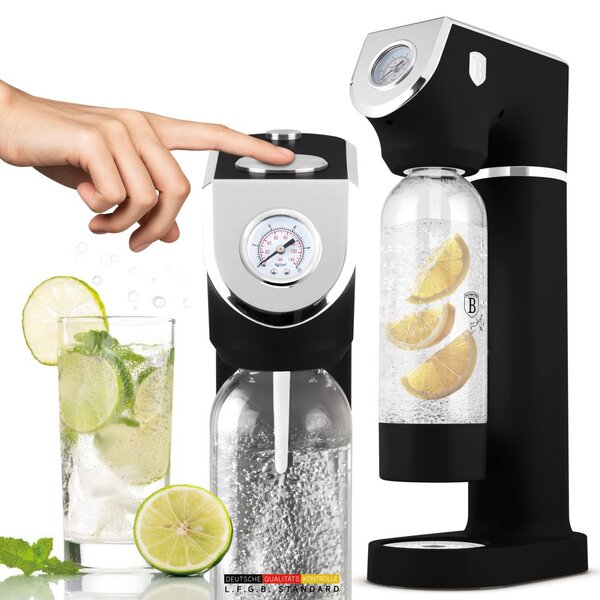 Výrobník sódy s 2 fľaškami a barometrom, Black Silver BerlingerHaus