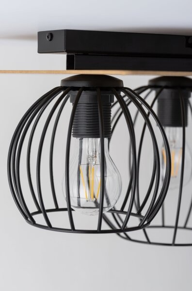 Prisadený luster CYBER 2xE27/60W/230V drevo/čierna