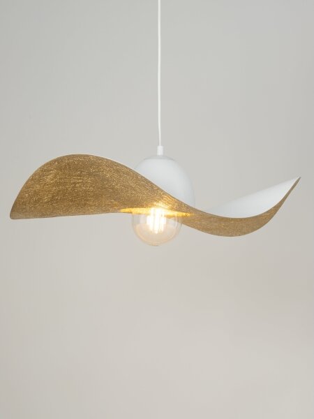 Luster na lanku KAPELLO 1xE27/60W/230V pr. 55 cm biela/zlatá