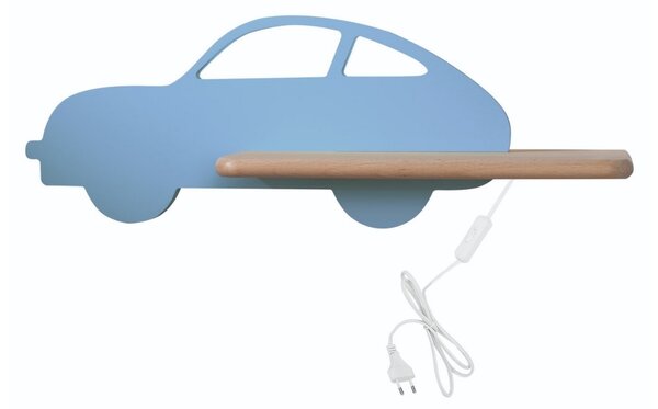 LED Detské nástenné svietidlo s poličkou CAR LED/5W/230V modrá/drevo