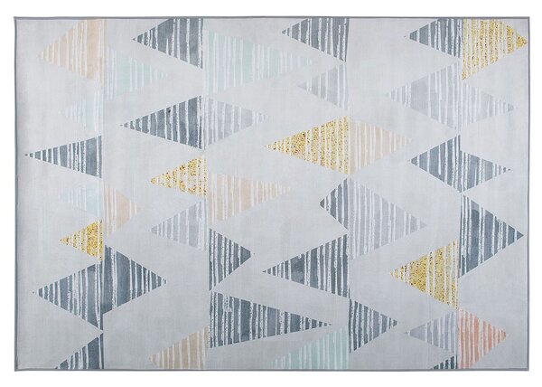 Koberec sivý so žltým polyesterový 160 x 230 cm obdĺžnikový s krátkym vlasom farebný geometrický vzor