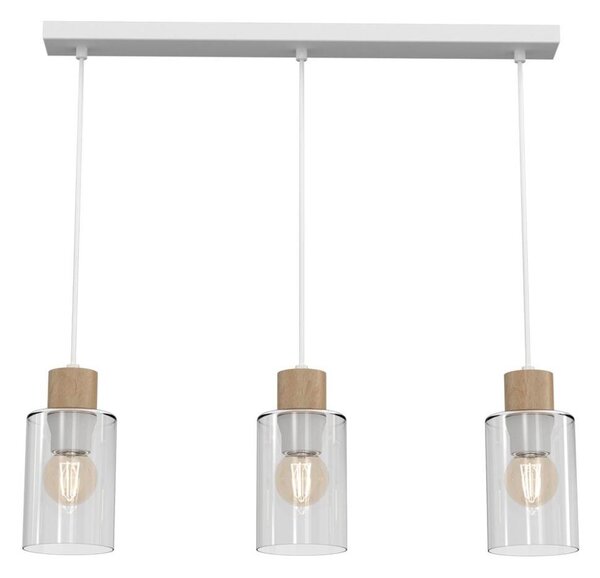 Luster na lanku MADERA 3xE27/60W/230V biela/drevo