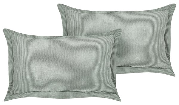 Súprava 2 dekoratívnych vankúšov svetlozelená menčestrové poťahy 47 x 27 cm moderná tradičná obývacia izba spálňa