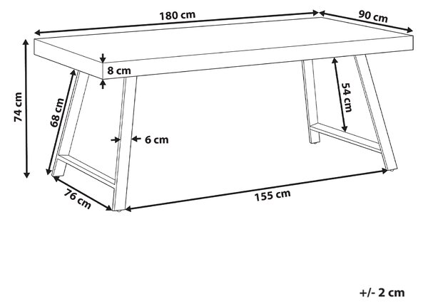 Jedálenský stôl tmavohnedý borovicové drevo MDF 180 x 90 cm stabilné čierne kovové nohy jedáleň obývacia izba industriálny štýl
