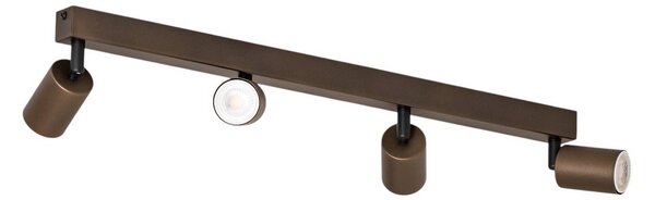 TK Lighting Stropný reflektor Top, nastaviteľný, hnedý, štvorplameňový lineárny, Hnedá / hrdzavá, Obývacia izba / jedáleň, kov, Moderný, Stropné svetlo polkruhové s priestorom