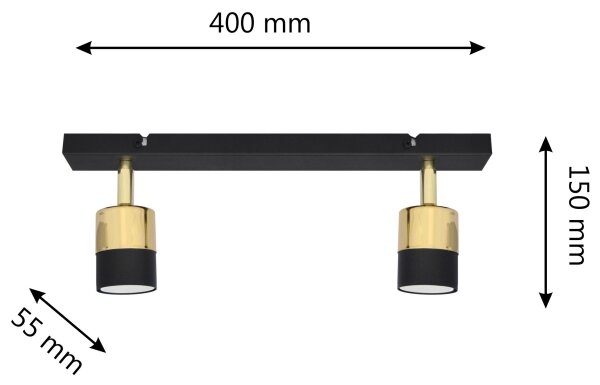 LED Bodové svietidlo TUBSSON 2xGU10/4,8W/230V čierna/zlatá