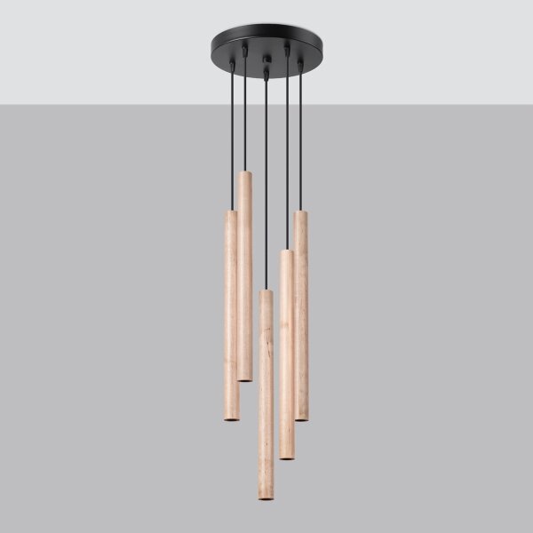 Sollux SL.1270 - Luster na lanku PASTELO 5xG9/8W/230V drevo