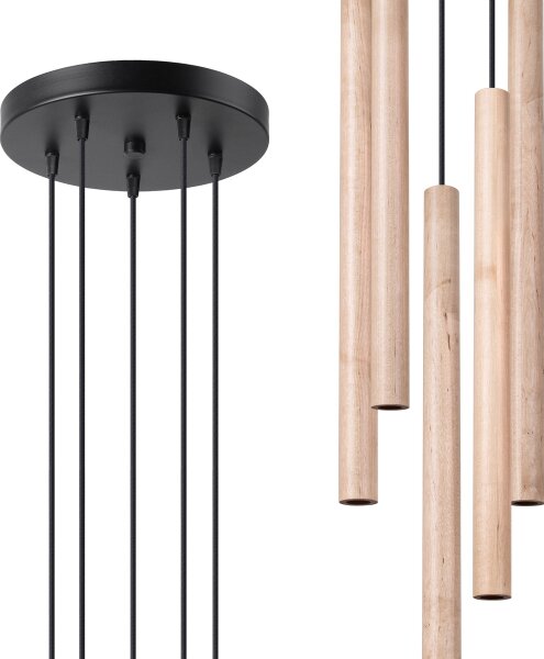 Sollux SL.1270 - Luster na lanku PASTELO 5xG9/8W/230V drevo