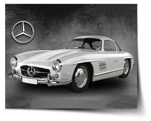 Sablio Plagát Mercedes-Benz 300 SL Sivé pozadie - 60x40 cm