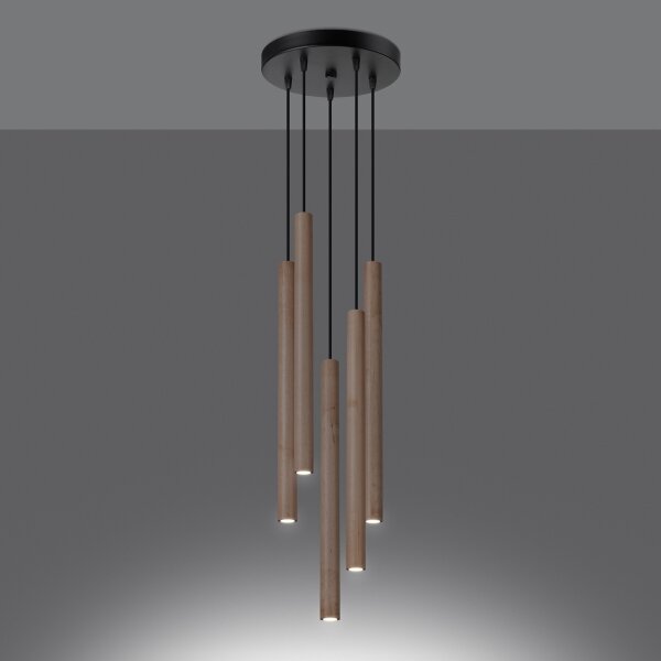 Sollux SL.1270 - Luster na lanku PASTELO 5xG9/8W/230V drevo