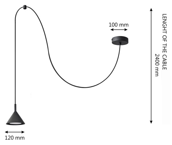 Luster na lanku ETNA LONG 1xGX53/15W/230V čierna