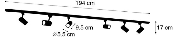 Moderný koľajnicový systém so 6 čiernymi reflektormi 1-fázový 194 cm - Iconic Jeana