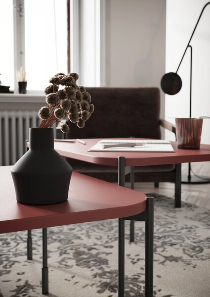 Kávový stolík Sonatia 60 cm obdĺžnikový na kovových nohách - burgund