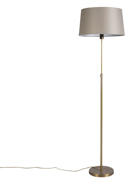 Stojaca lampa bronzová s tienidlom z ľanového plátna taupe 45 cm nastaviteľná - Parte