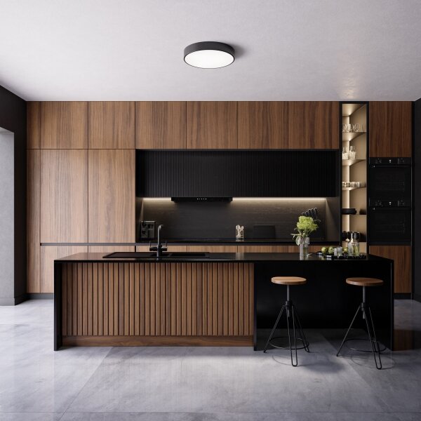 Kúpeľňové stropné svietidlo CLEO 4xE27/24W/230V pr. 50 cm čierna IP54