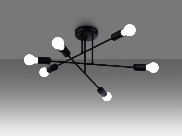 Sollux SL.1453 - Luster na tyči NORAH 6xE27/15W/230V čierna