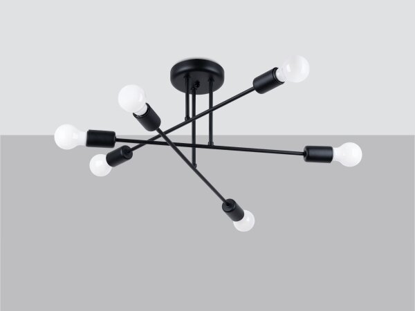 Sollux SL.1453 - Luster na tyči NORAH 6xE27/15W/230V čierna
