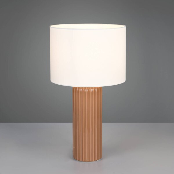Reality Leuchten Stolová lampa Blair, výška 51 cm, mokka, keramika, Krémová / jantárovo žltá, Obývacia izba / jedáleň, Keramický, Moderný, Stojacie svietidlo