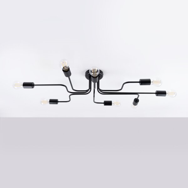 Sollux SL.1448 - Prisadený luster VECTOR 8xE27/15W/230V čierna