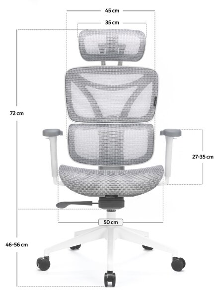 Kancelárska ergonomická stolička LEVANO šedá/biela/čierna