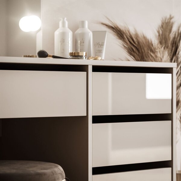 TOALETNÝ STOLÍK JULIETTA KAŠMÍR LESK + ZRKADLO + LED