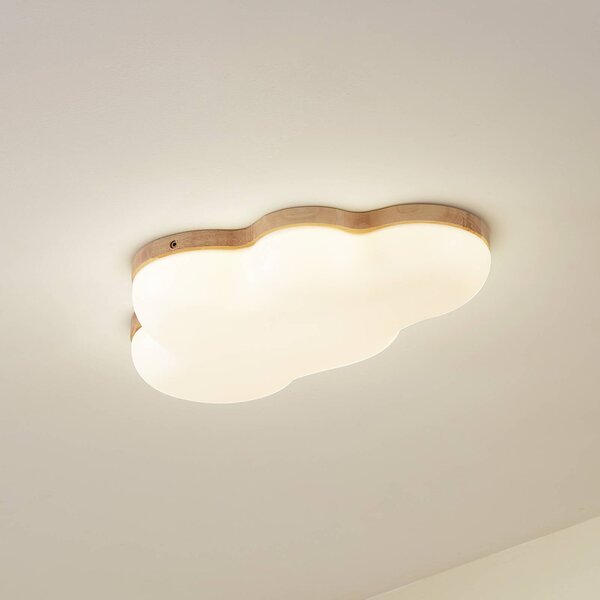 Lindby LED stropné svietidlo Pilvi, plast, oblak, 50 cm, Biela / opálová, Obývacia izba / jedáleň, Plast, Moderný, Závesné svietidlo