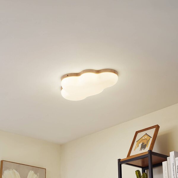 Lindby LED stropné svietidlo Pilvi, plast, oblak, 50 cm, Biela / opálová, Obývacia izba / jedáleň, Plast, Moderný, Závesné svietidlo