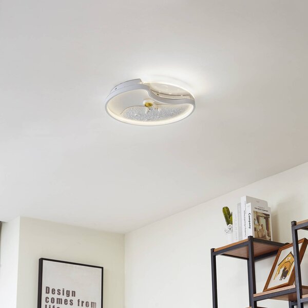 Lindby LED stropné svietidlo Kosmo, 40 cm, biele, kov, mesiac, Biela / opálová, Obývacia izba / jedáleň, Plast, Štýl mladých, Závesné svietidlo