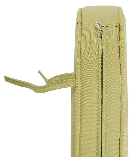 Záhradná jedálenská súprava hnedá kov hliník okrúhly stôl 4 stoličky polyester zelené sedacie vankúše vintage štýl záhrada exteriér