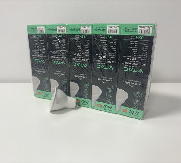V-TAC PRO LED žiarovka GU10 10W CREE čipy, 6+4ks zadarmo, Studená biela 6000 - 6500K