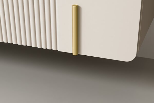 Závesný TV stolík Malmi 150 cm - kašmírová / crema bianca / zlatá
