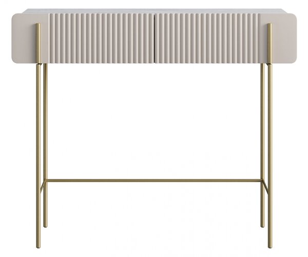 Toaletný stolík Malmi 100 cm - kašmírová / crema bianca / zlatá