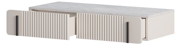 Závesný toaletný stolík Malmi 100 cm - kašmírová / crema bianca / čierna