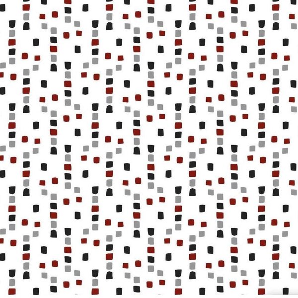 Obrus PVC 126C, metráž, 20 m x 140 cm, dekoratívne štvorčeky sivo-červené, IMPOL TRADE