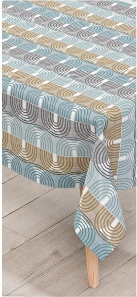 Obrus PVC 206B, metráž, 20 m x 140 cm, obloučky modro-hnedé, IMPOL TRADE