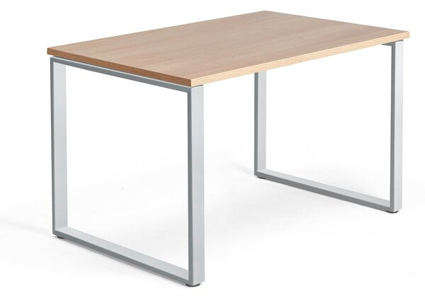 Kancelársky pracovný stôl QBUS, O-rám, 1200x800 mm, dub/strieborná