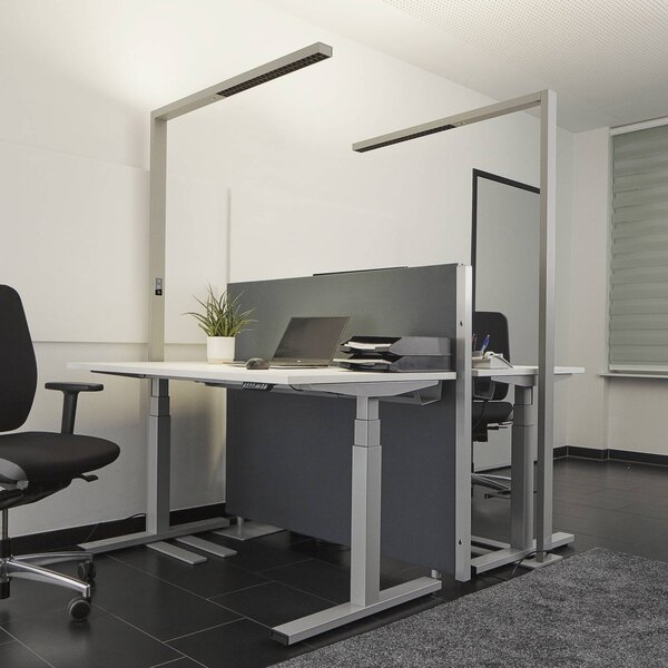 Kancelárska stojacia lampa Arcchio LED Jolinda, sada 2 ks, strieborná, 4 000 K, Hliník / sivá / zinok, Pracovňa / Kancelária, Hliník, Moderný, Zemné bodové svetlo