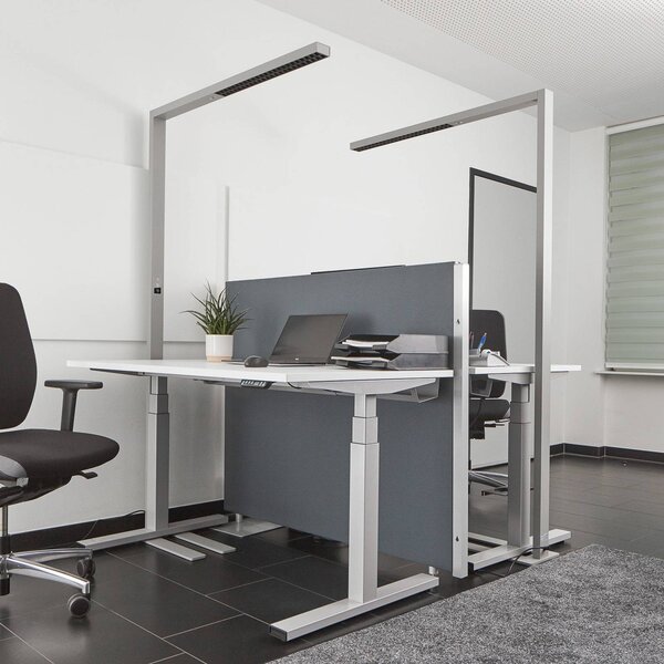 Kancelárska stojacia lampa Arcchio LED Jolinda, sada 2 ks, strieborná, 4 000 K, Hliník / sivá / zinok, Pracovňa / Kancelária, Hliník, Moderný, Zemné bodové svetlo
