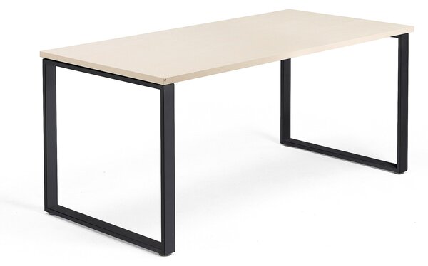 Kancelársky pracovný stôl QBUS, O-rám, 1600x800 mm, breza/čierna