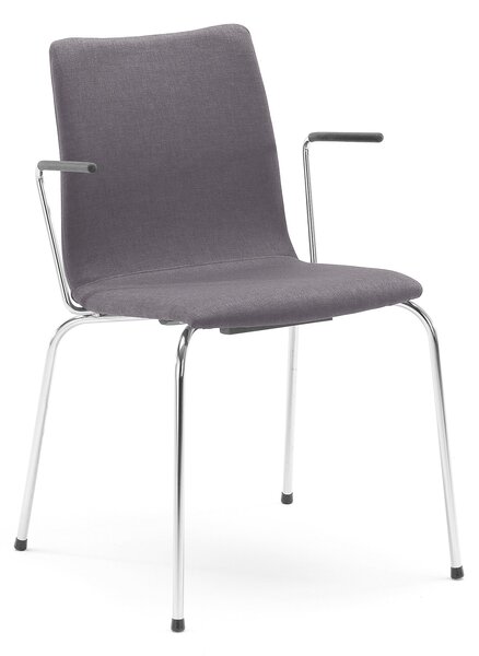 Konferenčná stolička OTTAWA, opierky rúk, šedé čalúnenie
