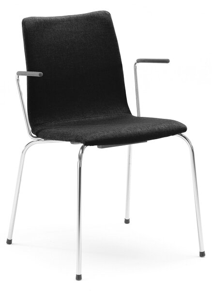 Konferenčná stolička OTTAWA, s opierkami rúk, čierna tkanina, chróm