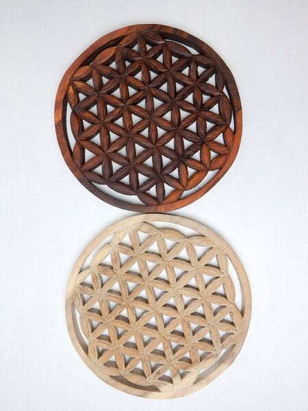 Mandala KVET ŽIVOTA, 30 cm, drevo, ručná práca (závesná dekorácia z dreva)