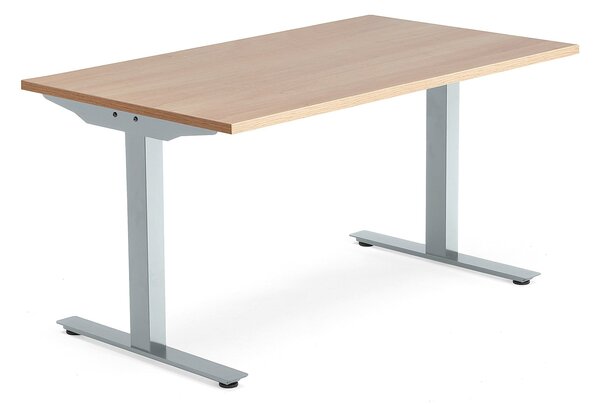 Kancelársky pracovný stôl MODULUS, T-rám, 1400x800 mm, dub/strieborná