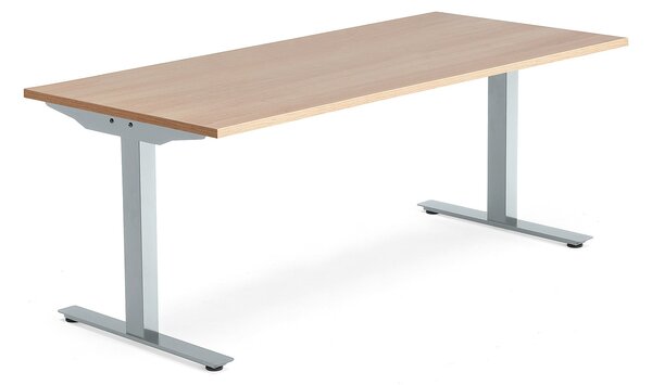 Kancelársky pracovný stôl MODULUS, T-rám, 1800x800 mm, dub/strieborná