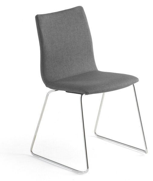 Konferenčná stolička OTTAWA, s kĺzavou základňou, šedá tkanina, chróm