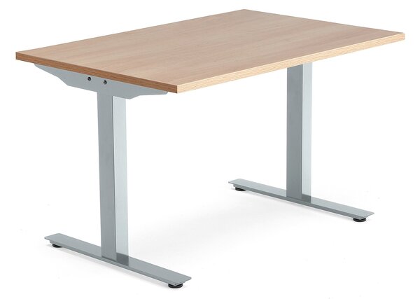 Kancelársky pracovný stôl MODULUS, T-rám, 1200x800 mm, dub/strieborná