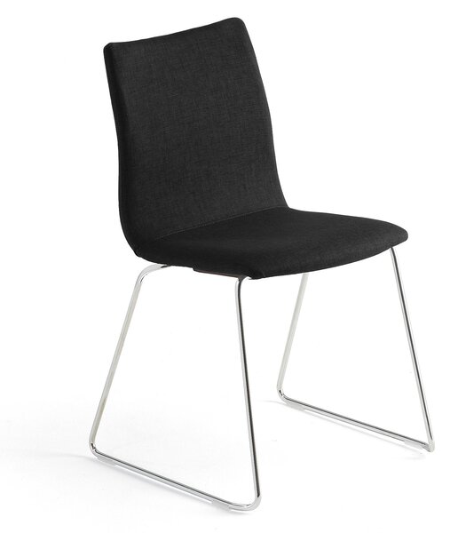 Konferenčná stolička OTTAWA, s kĺzavou základňou, čierna tkanina, chróm