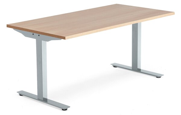 Kancelársky pracovný stôl MODULUS, T-rám, 1600x800 mm, dub/strieborná
