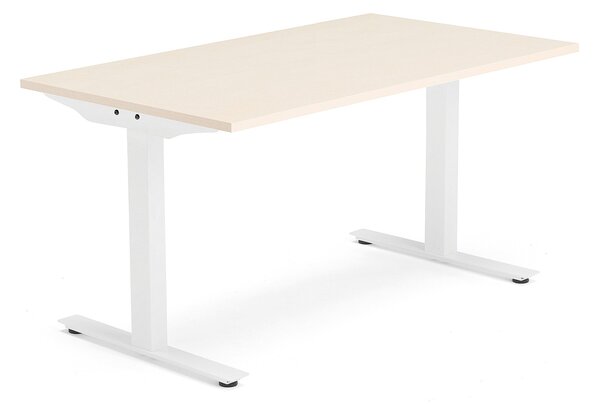 Kancelársky pracovný stôl MODULUS, T-rám, 1400x800 mm, breza/biela